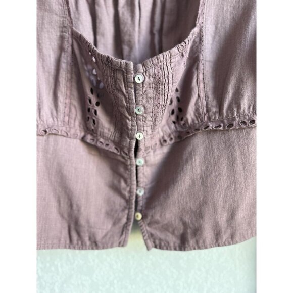 Free People Joi Eyelet Crop Blouse in Roan Rouge Women’s Size Medium - Picture 5 of 13